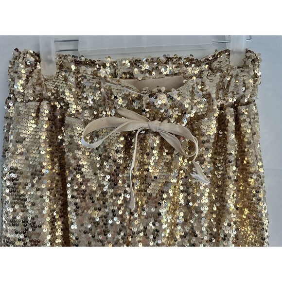 Sequin Jogger Pants Womens Large Gold Joggers Genie Pants Lined Elastic Waist - Picture 4 of 5